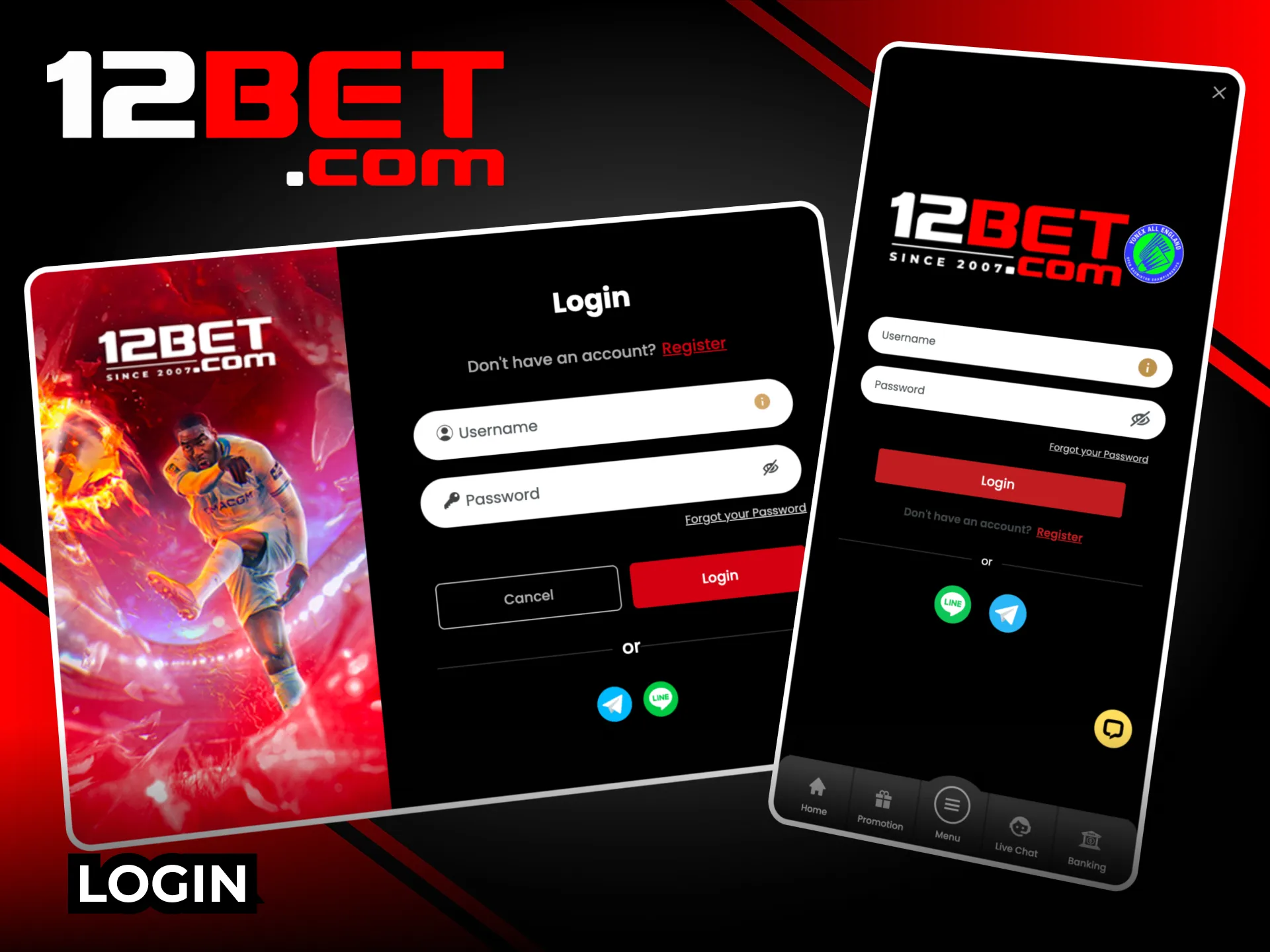 12Bet account login with username and password.