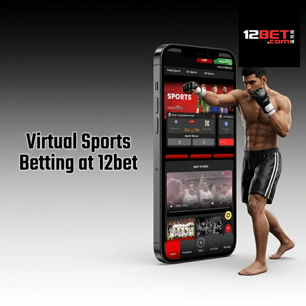 Vibrant virtual sports betting interface on 12bet platform showing digital athletes competing in real-time simulated events